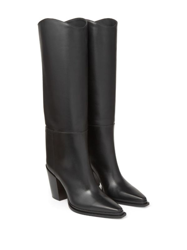 Browns Jimmy Choo Black Cece 80 Leather Knee-High Boots | Browns Boots