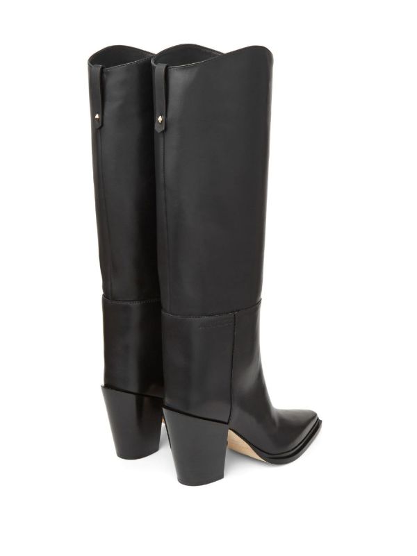 Browns Jimmy Choo Black Cece 80 Leather Knee-High Boots | Browns Boots