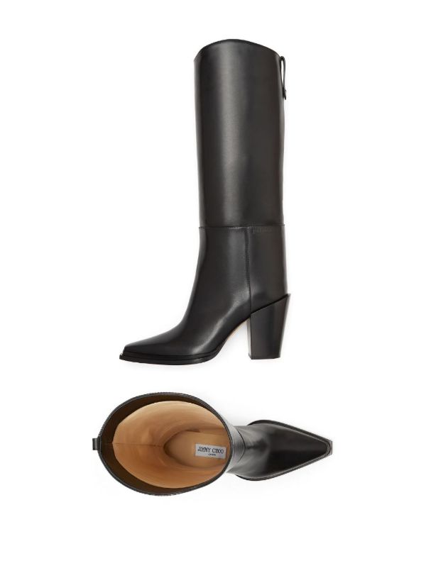 Browns Jimmy Choo Black Cece 80 Leather Knee-High Boots | Browns Boots