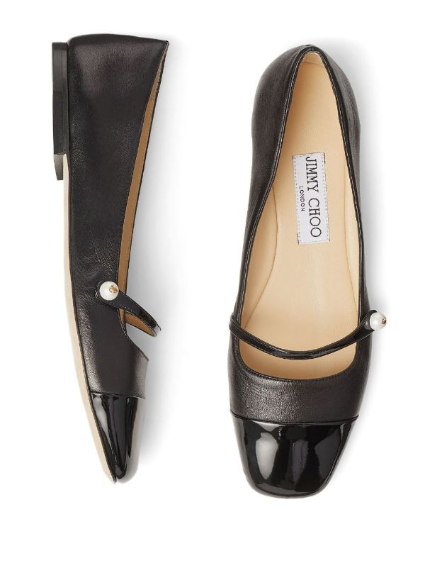 Browns Jimmy Choo Black Elisa Leather Ballerina Shoes | Browns Ballerina Shoes