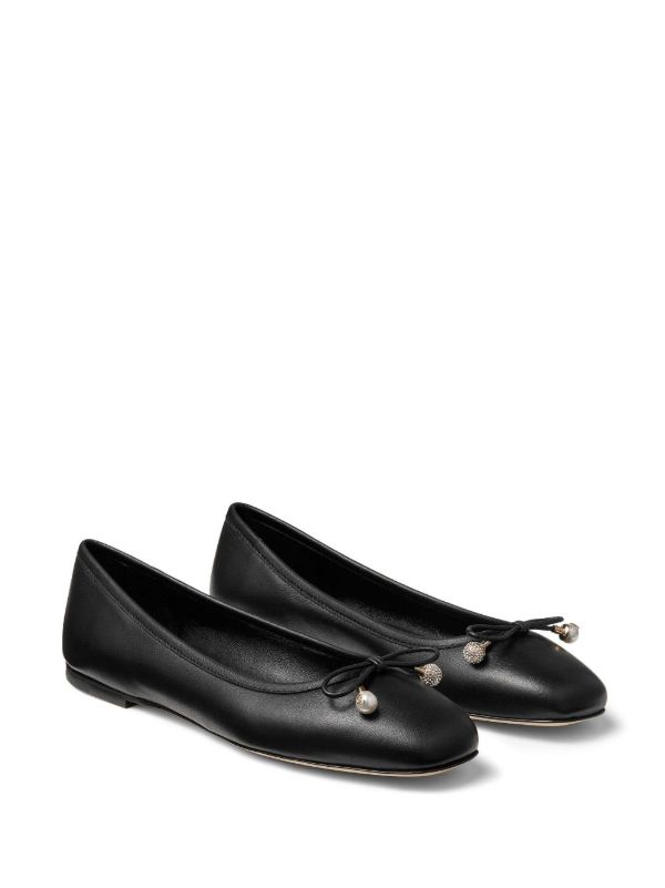 Browns Jimmy Choo Black Elme Leather Ballerina Shoes | Browns Ballerina Shoes