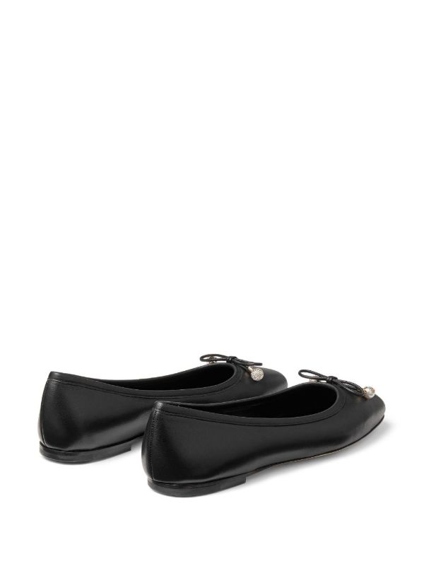 Browns Jimmy Choo Black Elme Leather Ballerina Shoes | Browns Ballerina Shoes