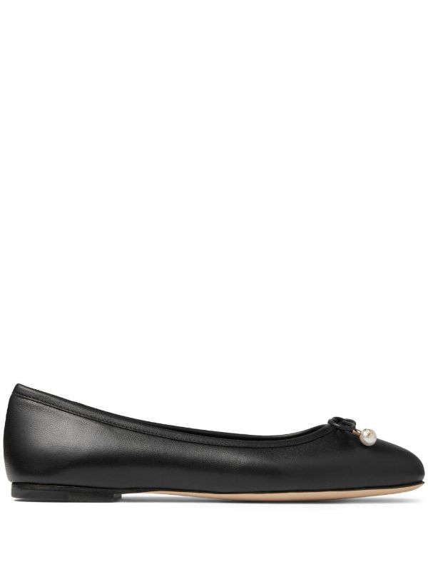 browns Jimmy Choo Black Elme Leather Ballerina Shoes | Browns Ballerina Shoes