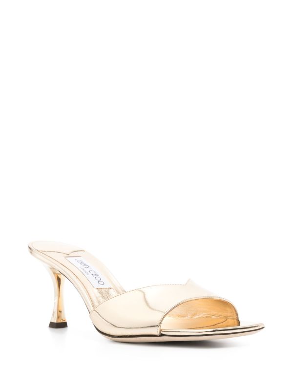 Browns Jimmy Choo Gold-Tone Skye 70 Leather Sandals | Browns Mules