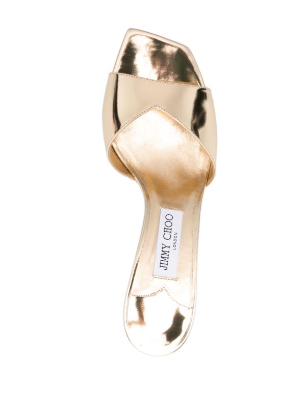 Browns Jimmy Choo Gold-Tone Skye 70 Leather Sandals | Browns Mules