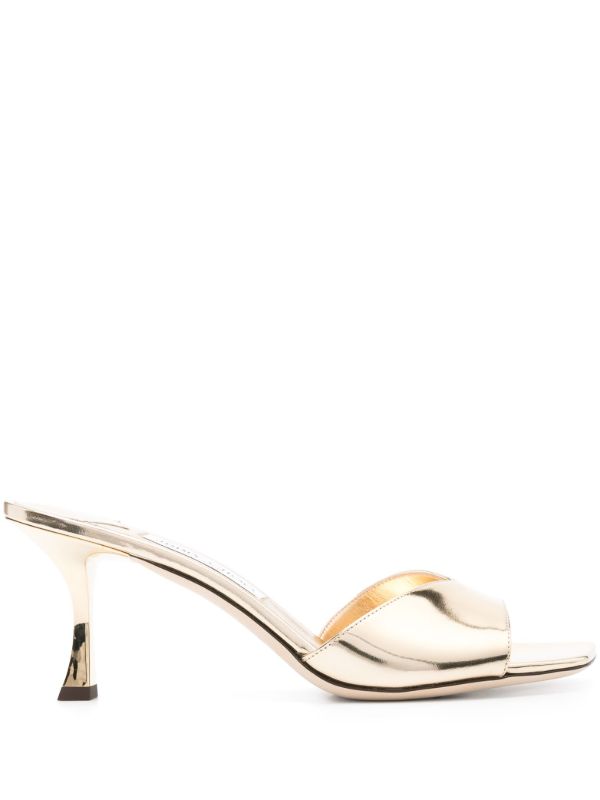 browns Jimmy Choo Gold-Tone Skye 70 Leather Sandals | Browns Mules