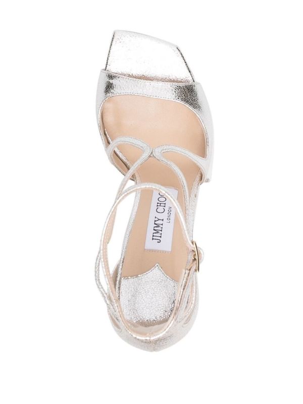 Browns Jimmy Choo Silver Azia 95mm Leather Sandals | Browns Sandals
