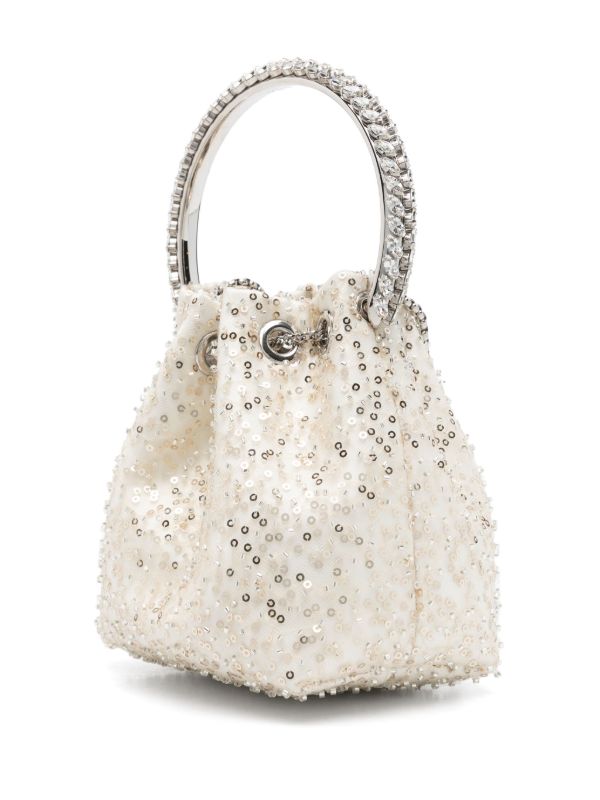 Browns Jimmy Choo White Bon Bon Bucket Bag | Browns Bucket Bags