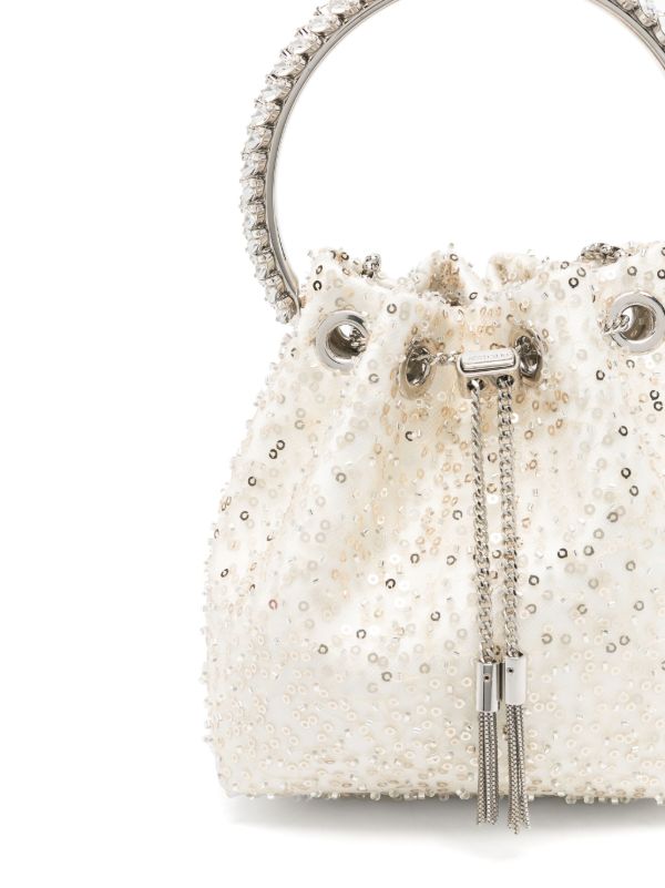 Browns Jimmy Choo White Bon Bon Bucket Bag | Browns Bucket Bags