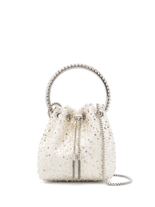 browns Jimmy Choo White Bon Bon Bucket Bag | Browns Bucket Bags