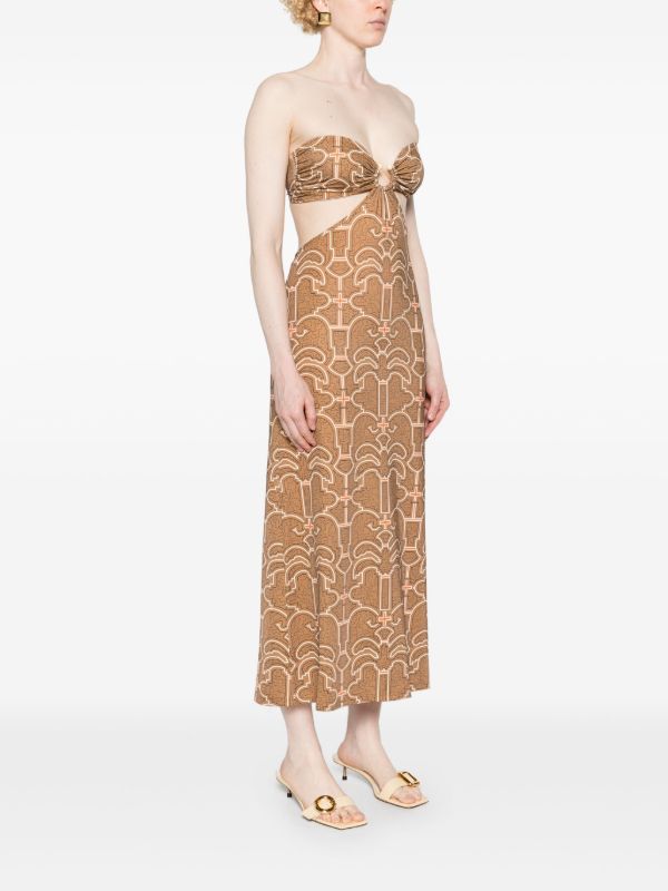 Browns Johanna Ortiz Brown Jungle Geometric Midi Dress | Browns Day Dresses