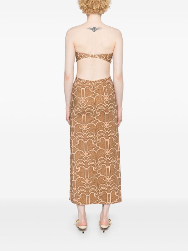 Browns Johanna Ortiz Brown Jungle Geometric Midi Dress | Browns Day Dresses