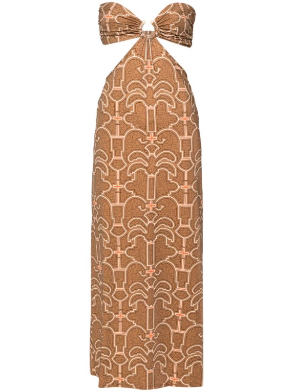 browns Johanna Ortiz brown Jungle Geometric midi dress | Browns Day Dresses