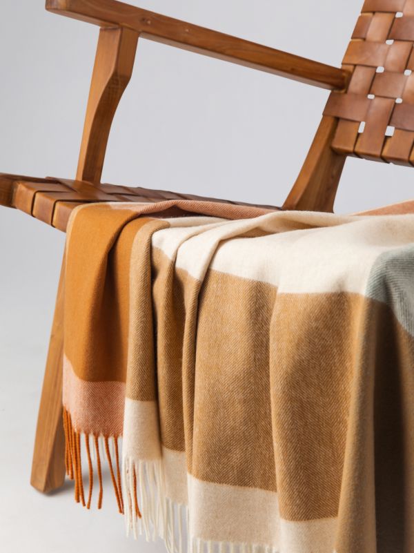 Browns Johnstons Of Elgin Block Border Wool Throw | Browns Blankets & Throws