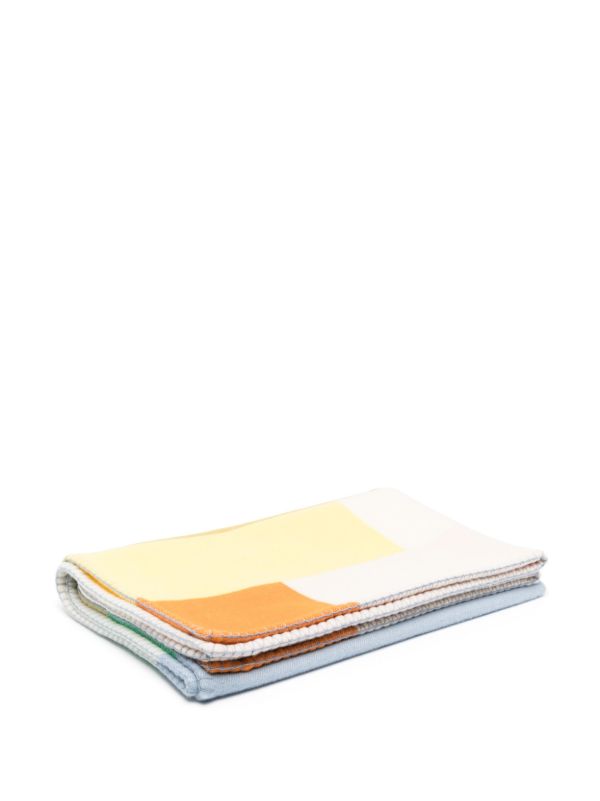 browns Johnstons of Elgin Yellow Pyramid Colourblock Blanket | Browns Blankets & Throws