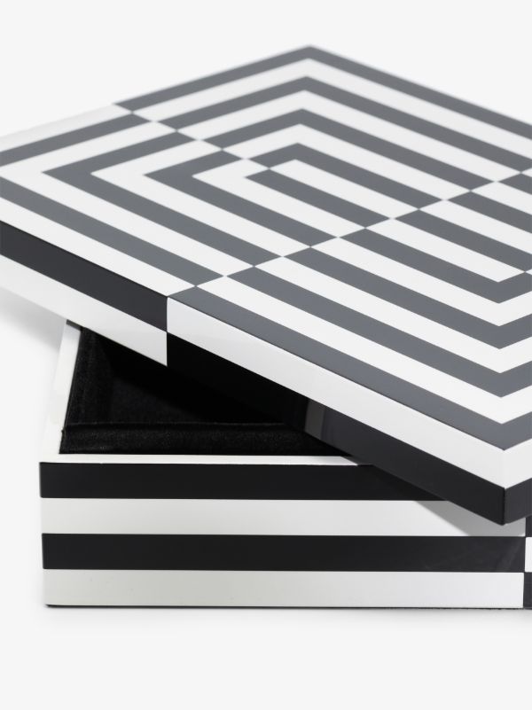 Browns Jonathan Adler Black And White Op Art Large Lacquer Box | Browns Trinket Boxes