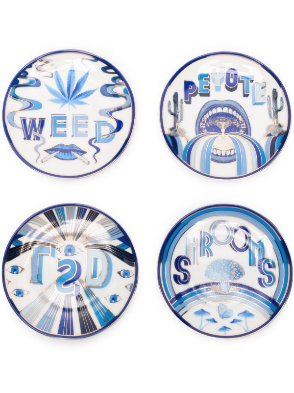 browns Jonathan Adler Blue Druggist Porcelain Coaster Set | Browns Plates & Bowls