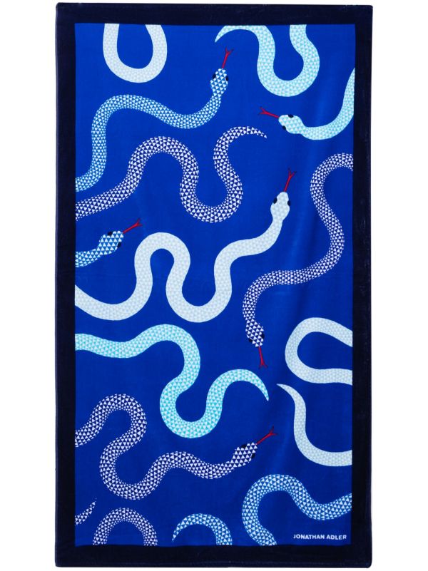 Browns Jonathan Adler Blue Eden Snake-Print Beach Towel | Browns Towels