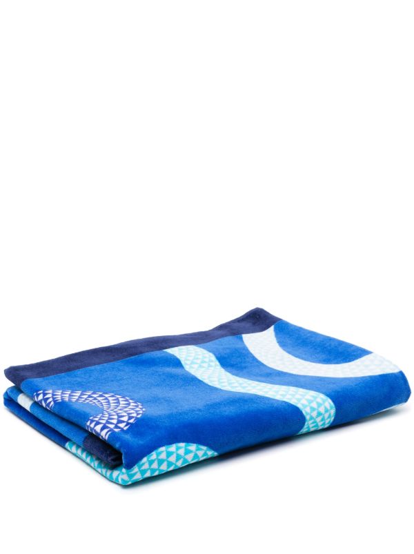 browns Jonathan Adler Blue Eden Snake-Print Beach Towel | Browns Towels