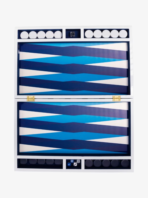 browns Jonathan Adler blue sorrento backgammon set | Browns Collectibles