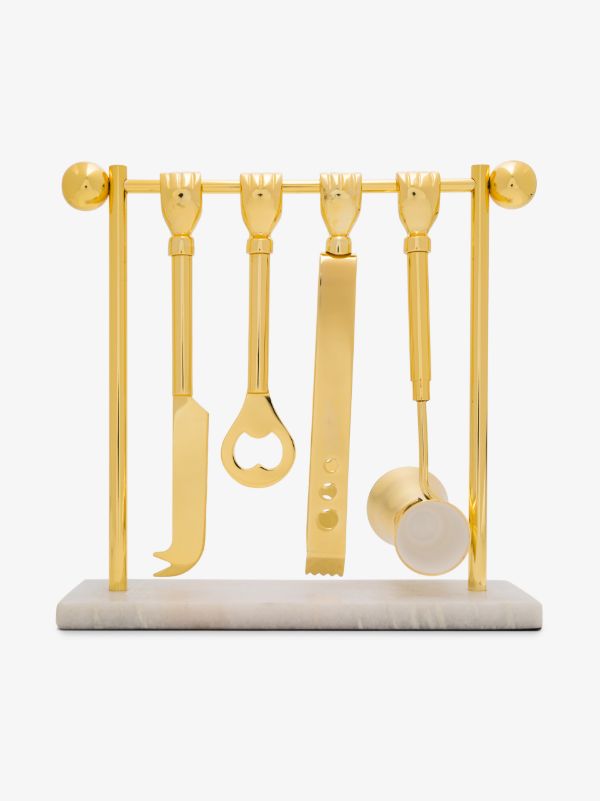 browns Jonathan Adler gold Barbell barware set | Browns Barware