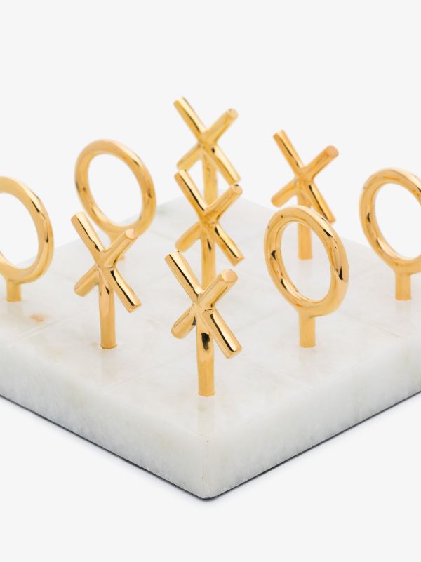 Browns Jonathan Adler Gold-tone And White Marble Tic-Tac-Toe Set | Browns Table Games