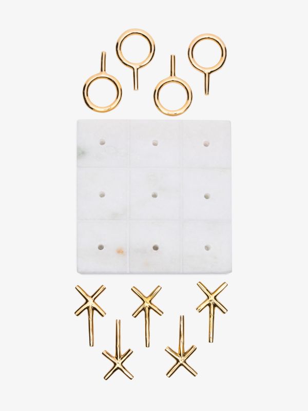 Browns Jonathan Adler Gold-tone And White Marble Tic-Tac-Toe Set | Browns Table Games