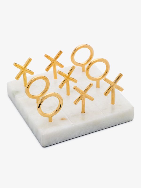 browns Jonathan Adler gold-tone and white marble Tic-Tac-Toe set | Browns Table Games