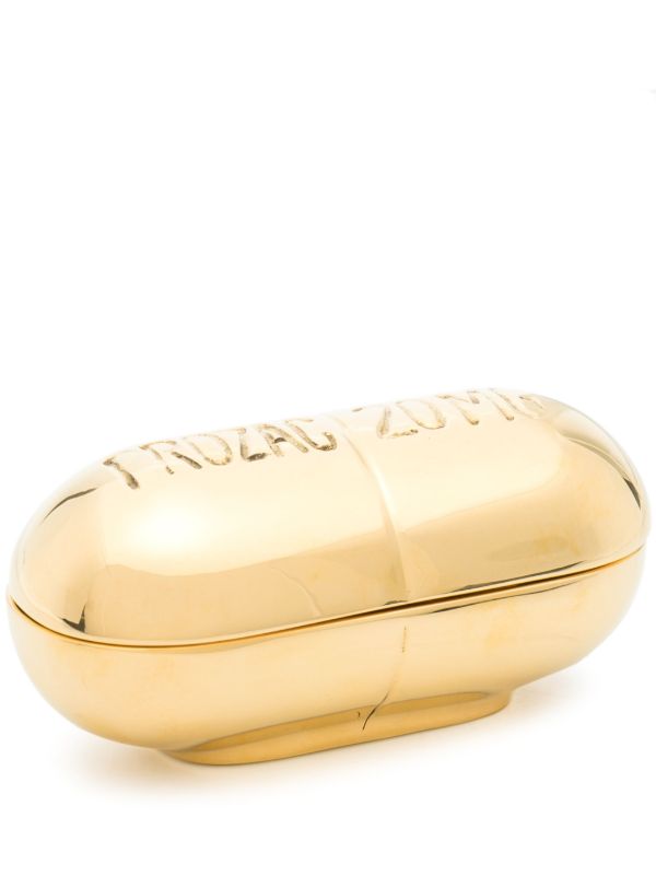 browns Jonathan Adler gold-tone Prozac Pill box | Browns Trinket Boxes