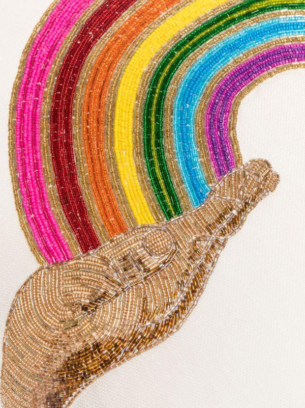 Browns Jonathan Adler Neutral Rainbow Beaded Linen Cushion | Browns Cushions