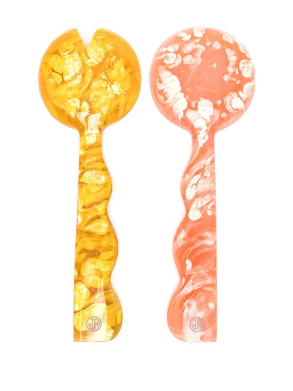 Browns Jonathan Adler Pink Como Ripple Salad Serving Set | Browns Cutlery