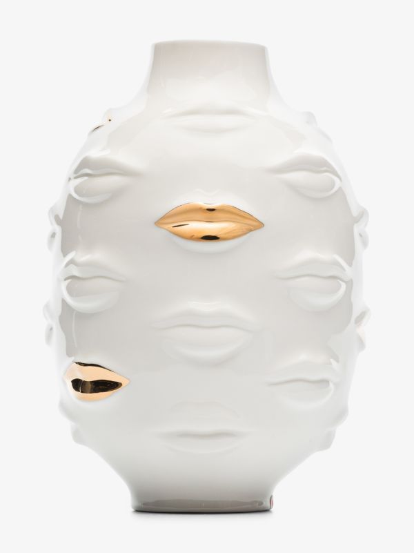browns Jonathan Adler White Gilded Gala Round Porcelain Vase | Browns Vases