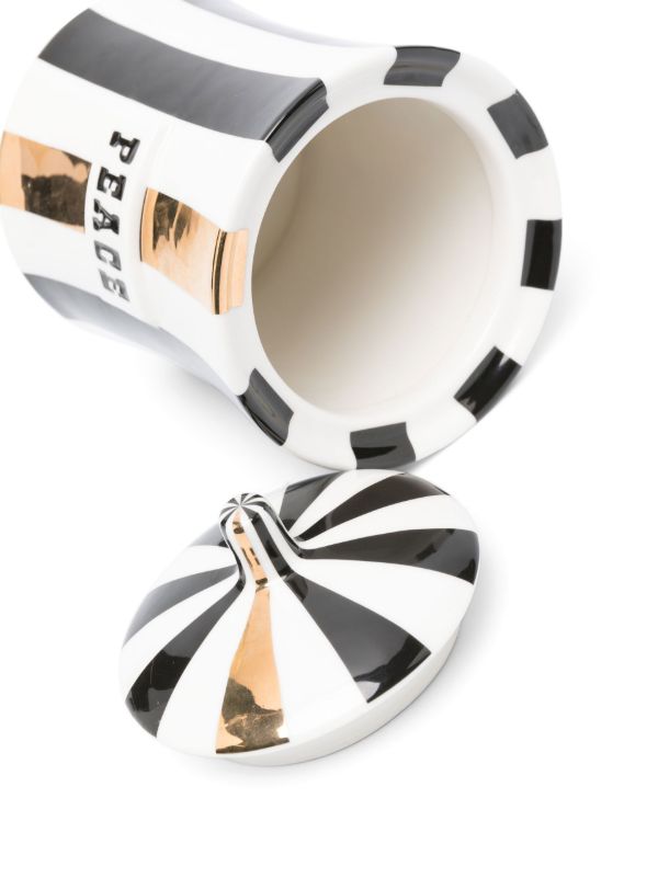 Browns Jonathan Adler White Vice Peace Striped Canister | Browns Kitchen Accessories