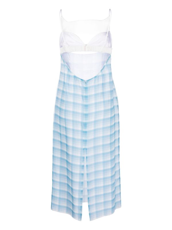 Browns Juneyen Blue Checked Cut-Out Midi Dress | Browns Day Dresses
