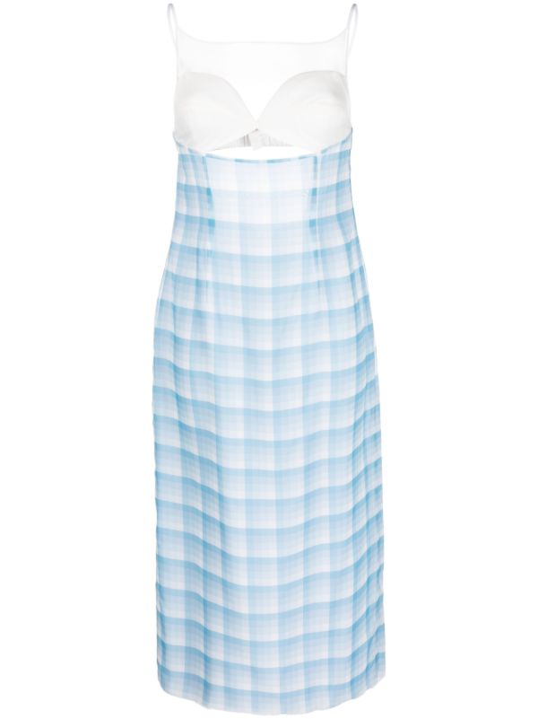 browns Juneyen Blue Checked Cut-Out Midi Dress | Browns Day Dresses