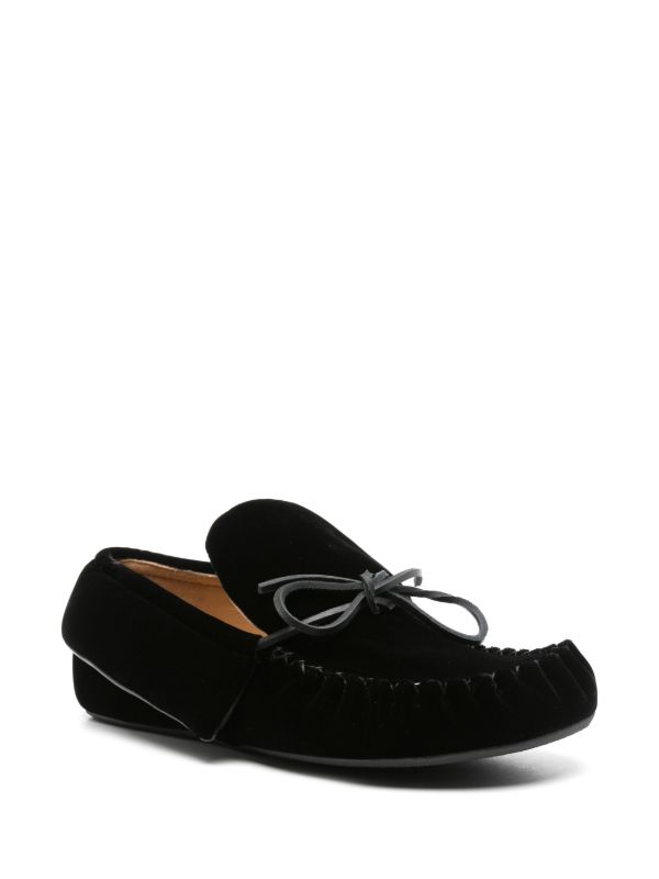 Browns JW Anderson Black Bow-Embellished Velvet Moccasins | Browns Loafers
