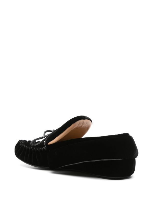 Browns JW Anderson Black Bow-Embellished Velvet Moccasins | Browns Loafers