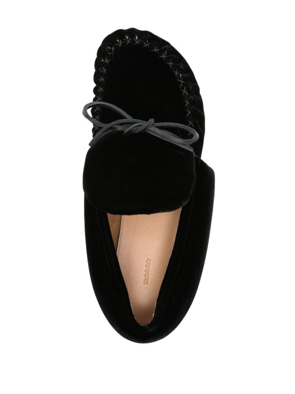 Browns JW Anderson Black Bow-Embellished Velvet Moccasins | Browns Loafers