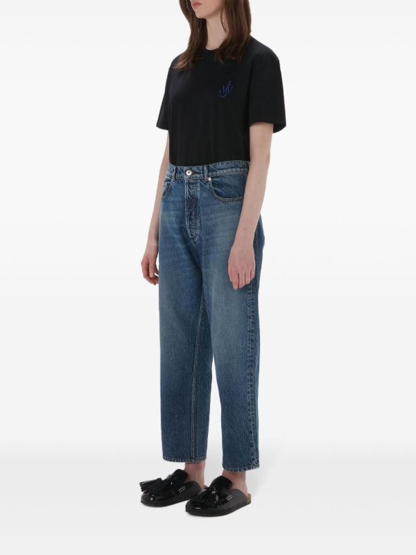Browns JW Anderson Blue Logo-Appliqué Wide-Leg Jeans | Browns Wide-Leg Jeans