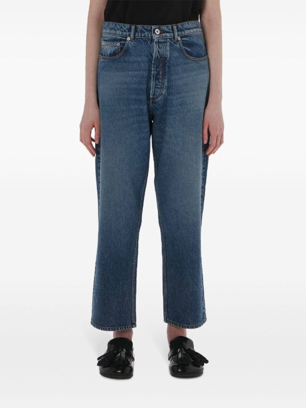 Browns JW Anderson Blue Logo-Appliqué Wide-Leg Jeans | Browns Wide-Leg Jeans