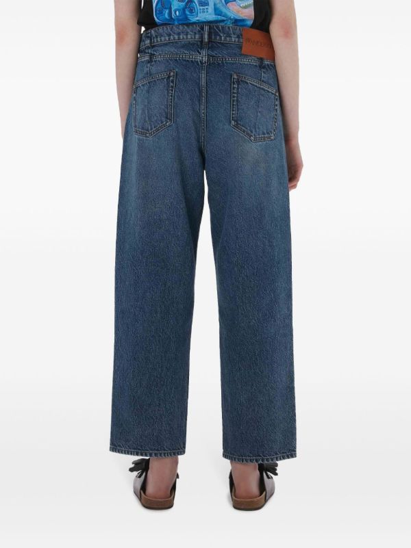 Browns JW Anderson Blue Logo-Appliqué Wide-Leg Jeans | Browns Wide-Leg Jeans