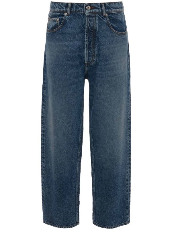 browns JW Anderson Blue Logo-Appliqué Wide-Leg Jeans | Browns Wide-Leg Jeans