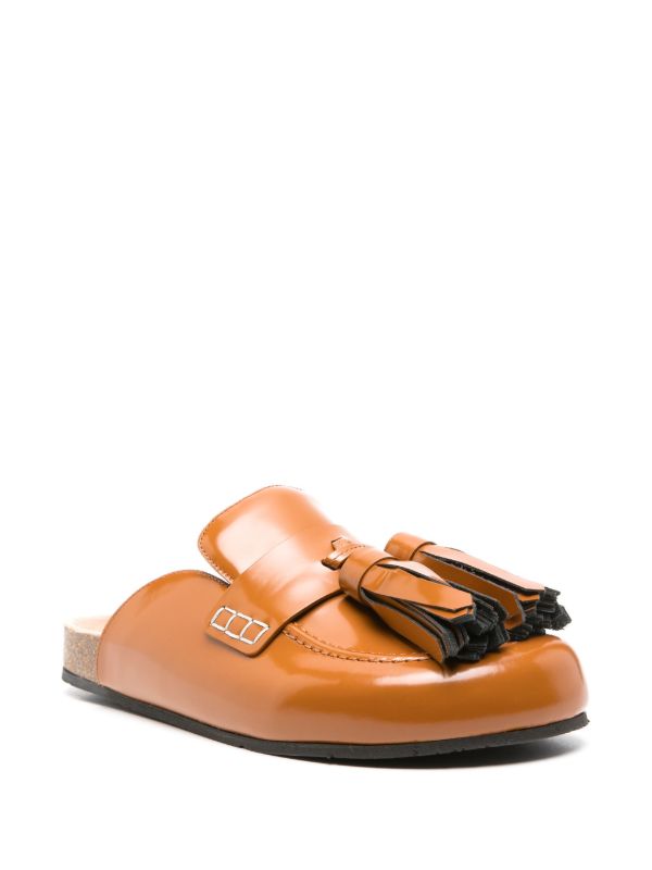 Browns JW Anderson Brown Tasselled Leather Loafer Mules | Browns Mules