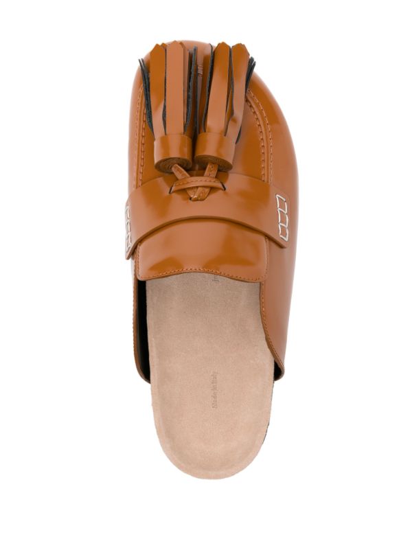 Browns JW Anderson Brown Tasselled Leather Loafer Mules | Browns Mules