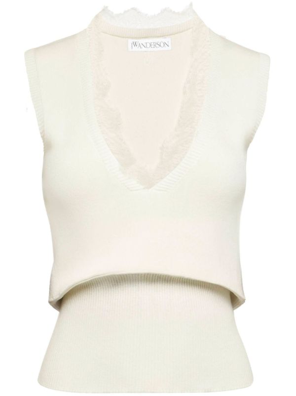 browns JW Anderson lace-trim knit top | Browns Knitted Tops
