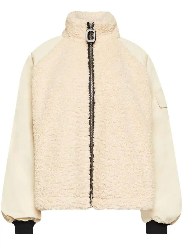 browns JW Anderson Neutrals Panelled Fleece Jacket | Browns Varsity Jackets