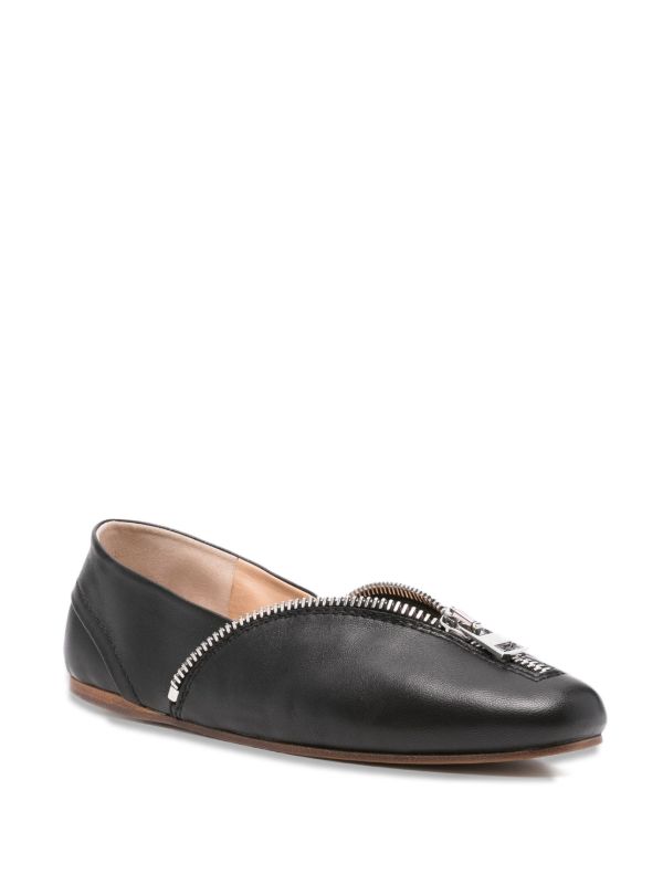 Browns JW Anderson Zip-detail Leather Ballet Flats | Browns Ballerina Shoes