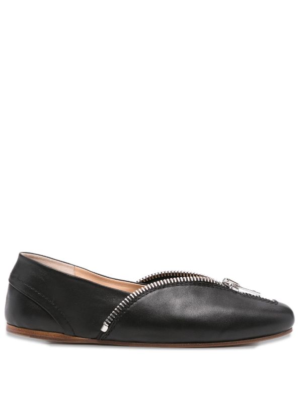 browns JW Anderson zip-detail leather ballet flats | Browns Ballerina Shoes