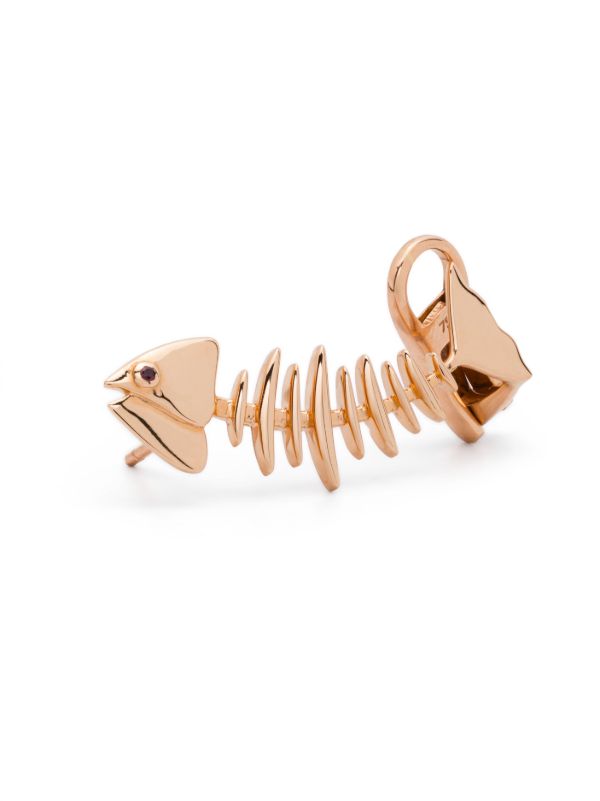 Browns Kamushki 18K Rose Gold Wishbone Ruby Ear Cuff | Browns Fine Earrings