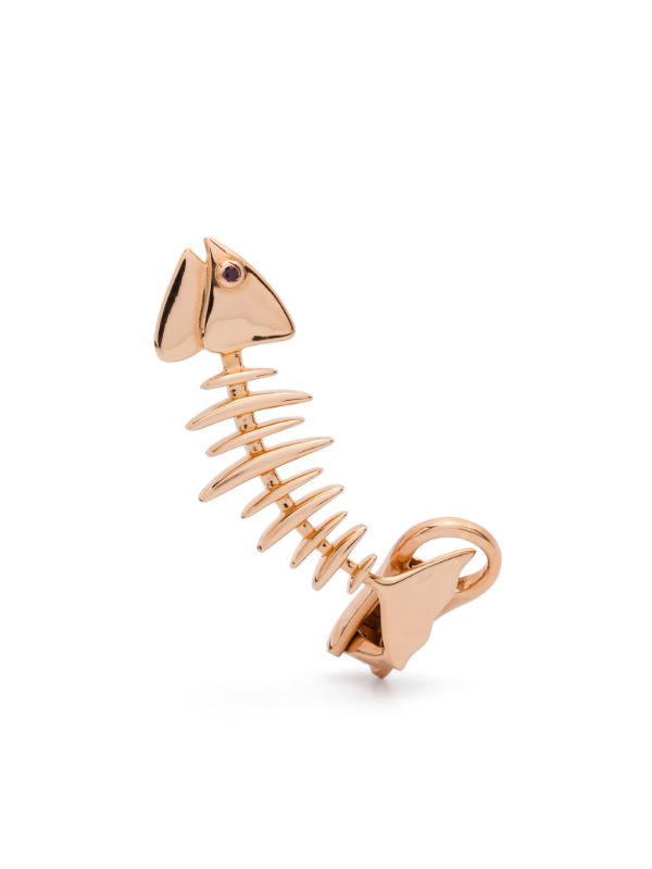 browns Kamushki 18K Rose Gold Wishbone Ruby Ear Cuff | Browns Fine Earrings